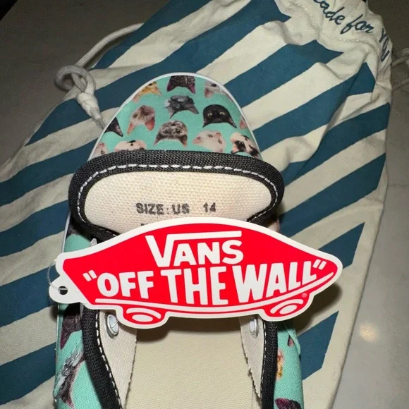 Custom Van’sOne of a KindMen’s Size 14 Cat Print Sneakers (NWT)